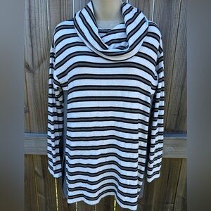 Chico’s Zenergy Striped Cowl Neck Top (Size 0 / Small)